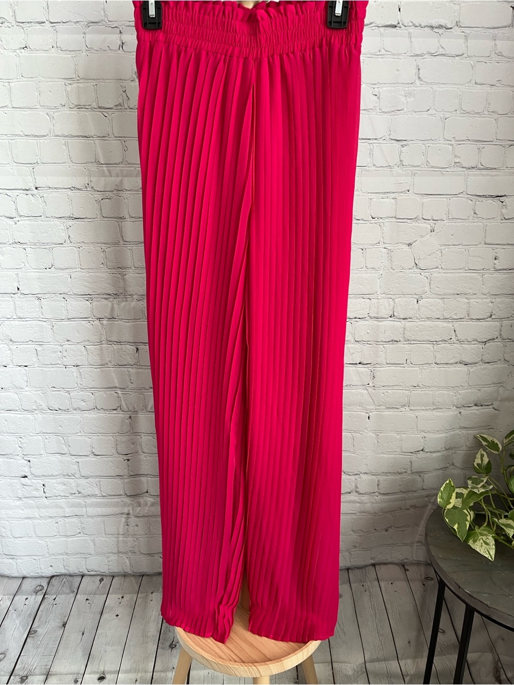 Japna Elegant Pink Pleated Women's Pants Medium